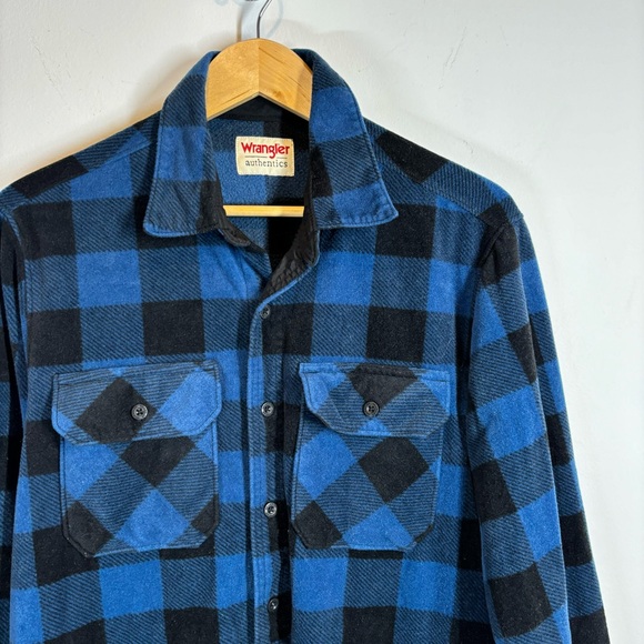 Wrangler Fleece Buffalo Check Plaid Button Down - Picture 3 of 5
